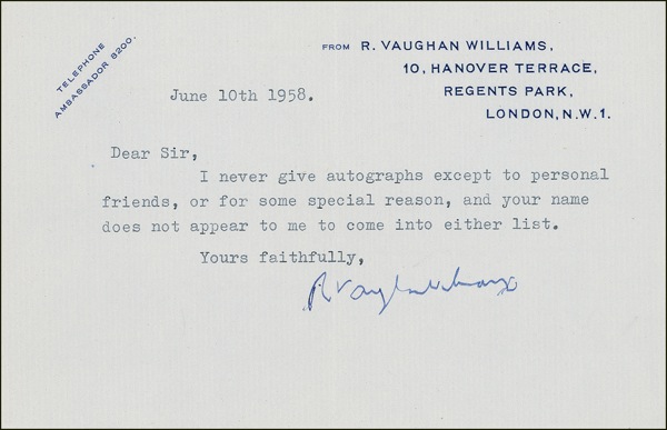 Lot #882 Ralph Vaughan Williams