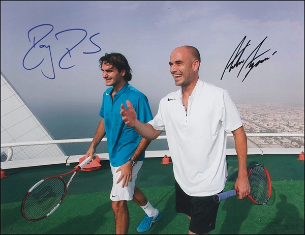 Lot #1027 Andre Agassi and Roger Federer