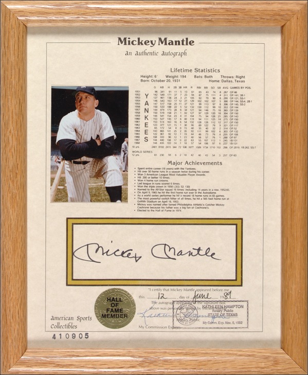 Lot #1426 Mickey Mantle