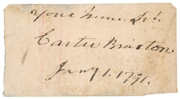 Lot #182 Declaration of Independence: Braxton,