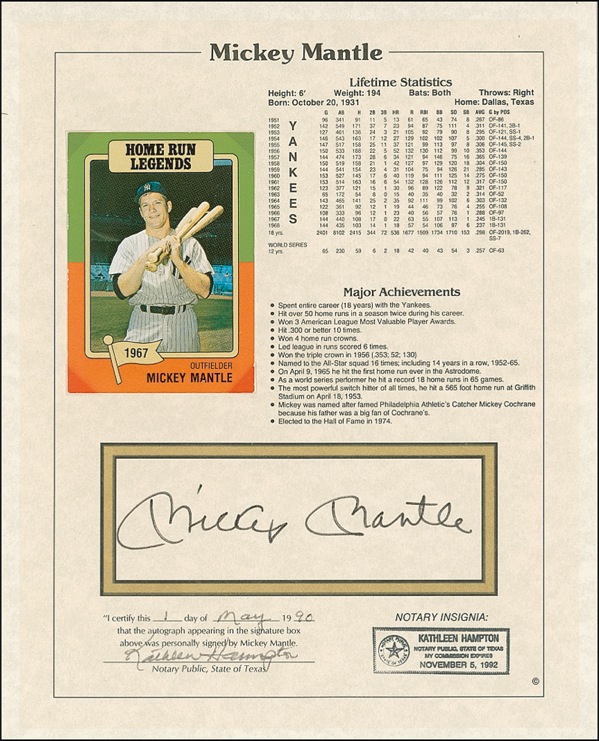 Lot #1560 Mickey Mantle