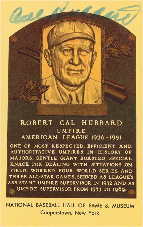 Lot #1336 Baseball Hall of Fame Plaque: Cal Hubbard