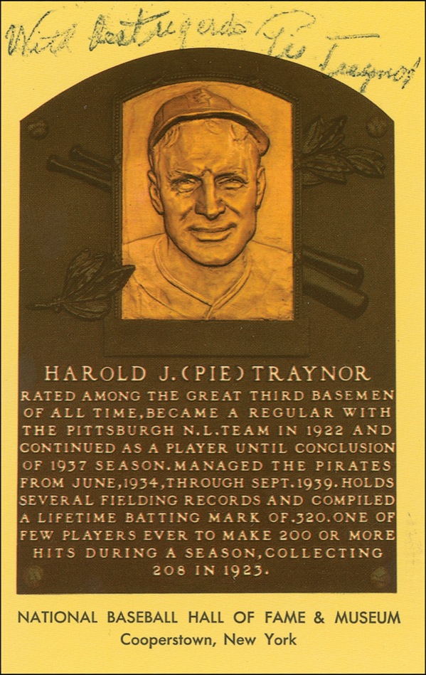 Lot #1350 Baseball Hall of Fame Plaque: Pie Traynor