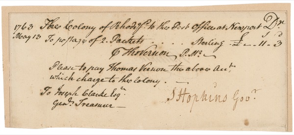 Lot #290 Declaration of Independence: Stephen Hopkins