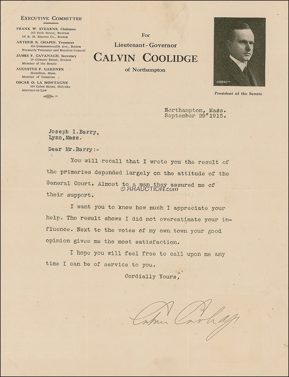 Lot #43 Calvin Coolidge