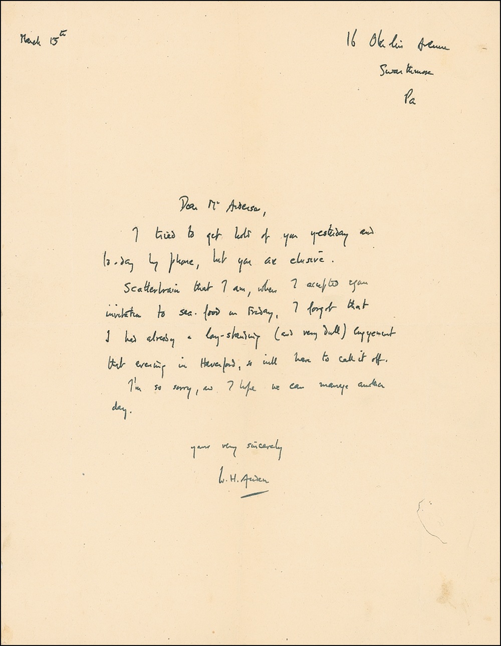 Lot #465 W. H. Auden