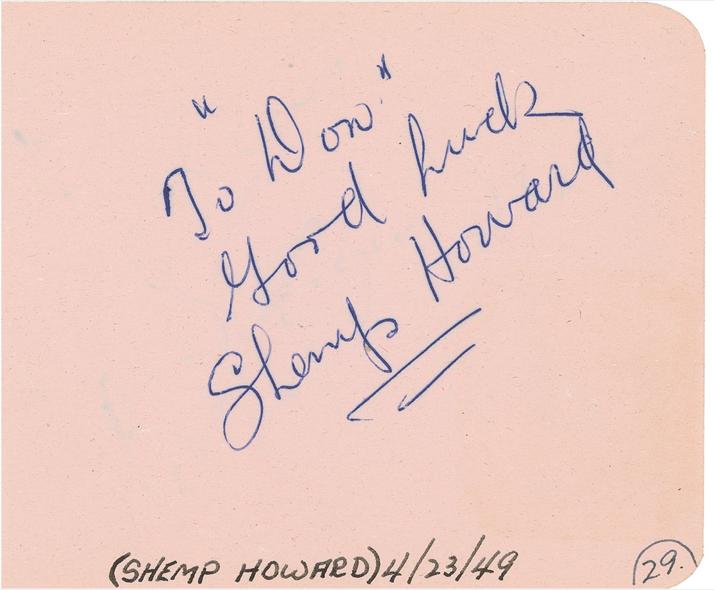 Lot #1374 Three Stooges: Shemp Howard