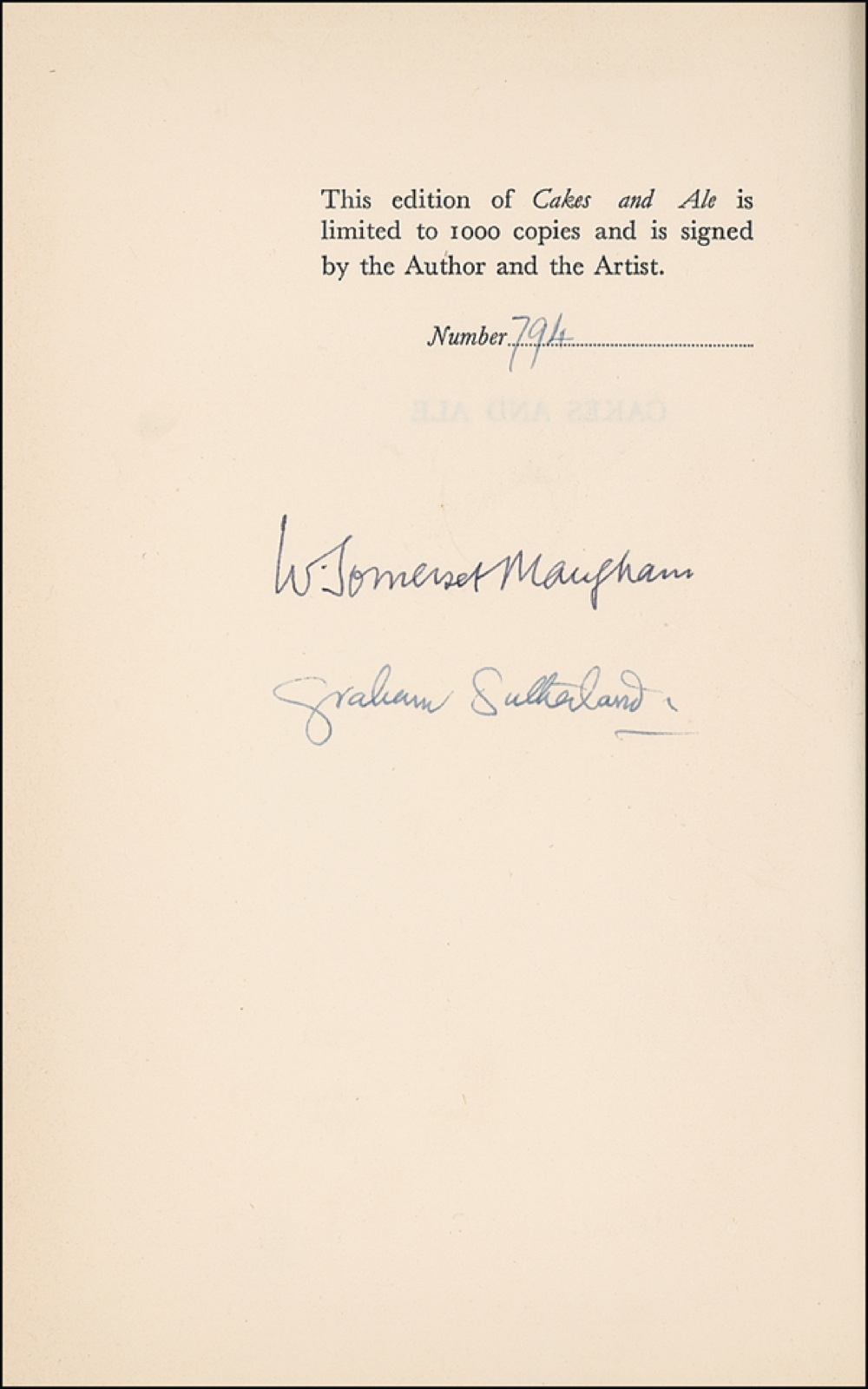 Lot #682 W. Somerset Maugham