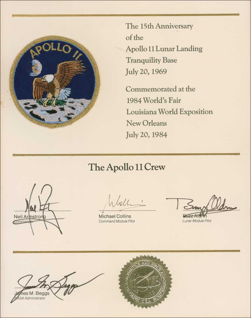 Lot #358 Apollo 11