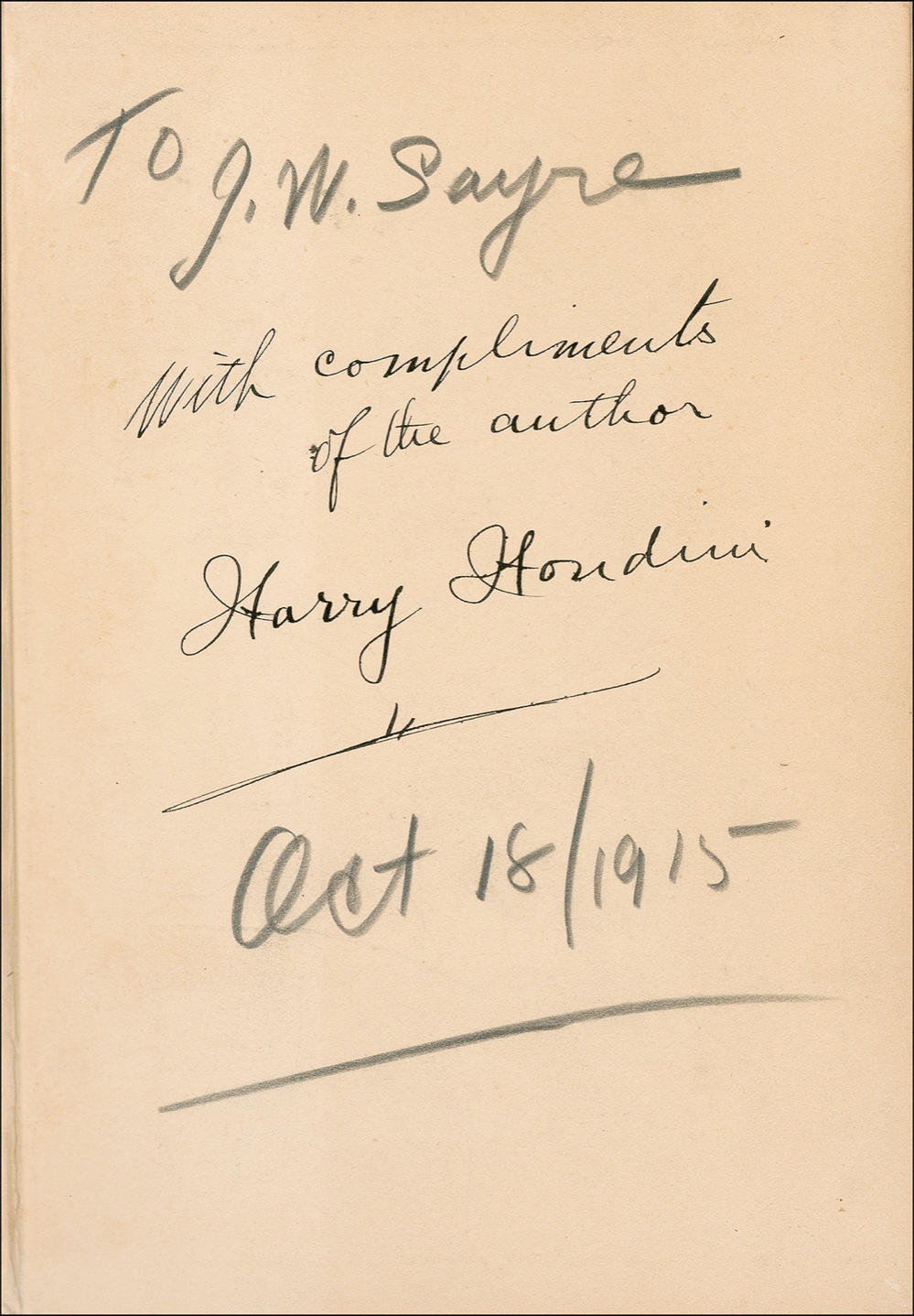 Lot #947 Harry Houdini
