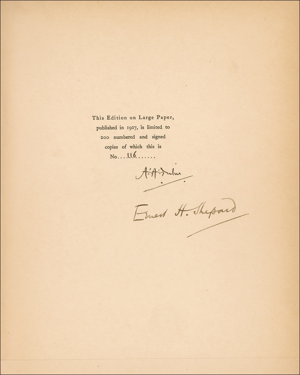 Lot #613 A. A. Milne and Ernest Shepard