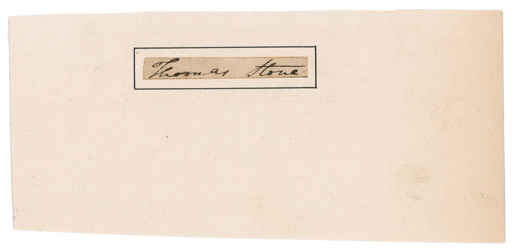 Lot #192 Declaration of Independence: Thomas Stone