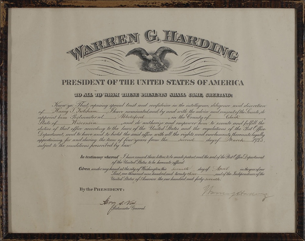 Lot #53 Warren G. Harding