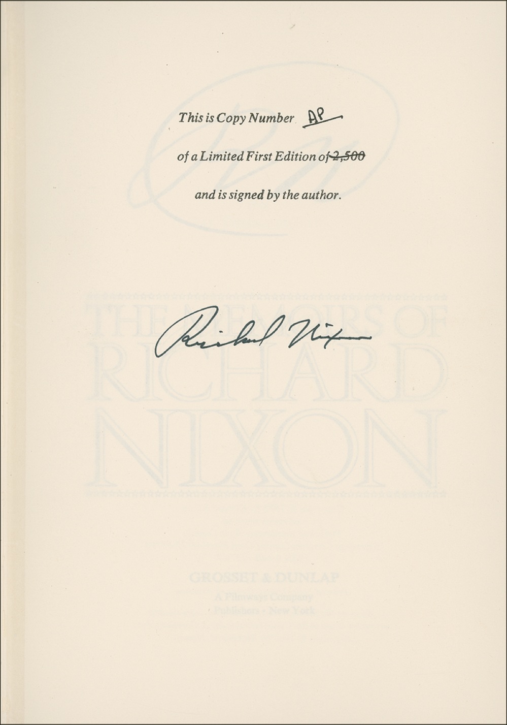 Lot #92 Richard Nixon
