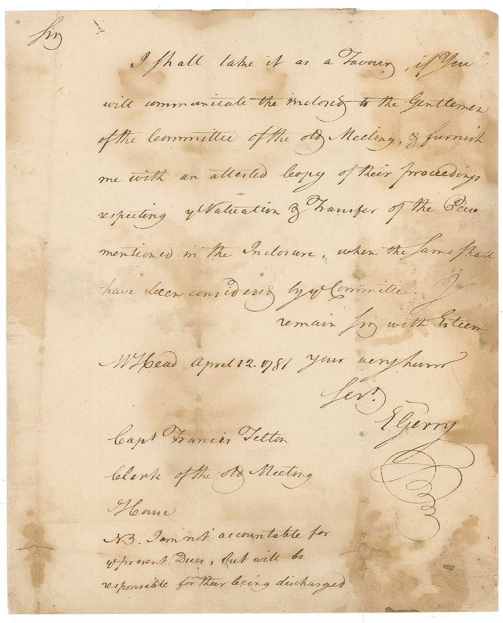 Lot #215 Declaration of Independence: Elbridge