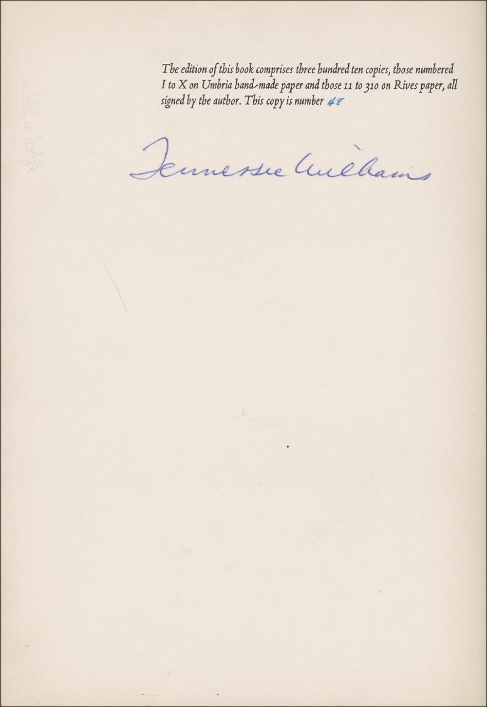 Lot #626 Tennessee Williams
