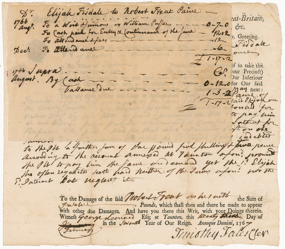 Lot #223 Declaration of Independence: Robert Treat