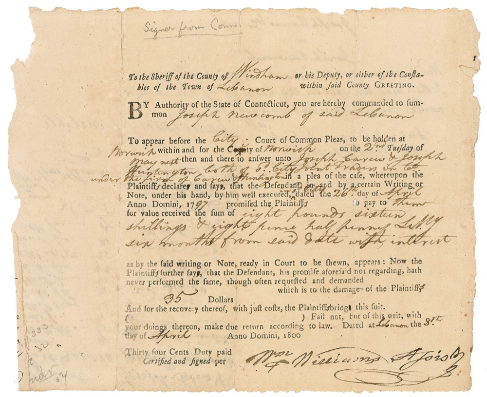 Lot #243 Declaration of Independence: William
