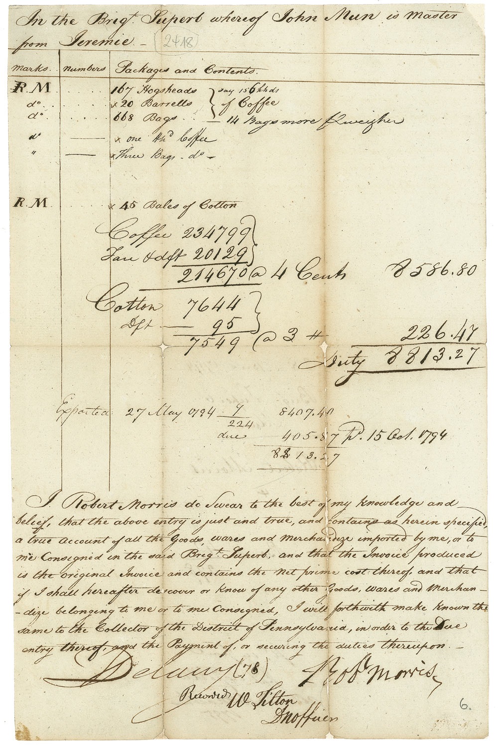 Lot #239 Declaration of Independence: Robert