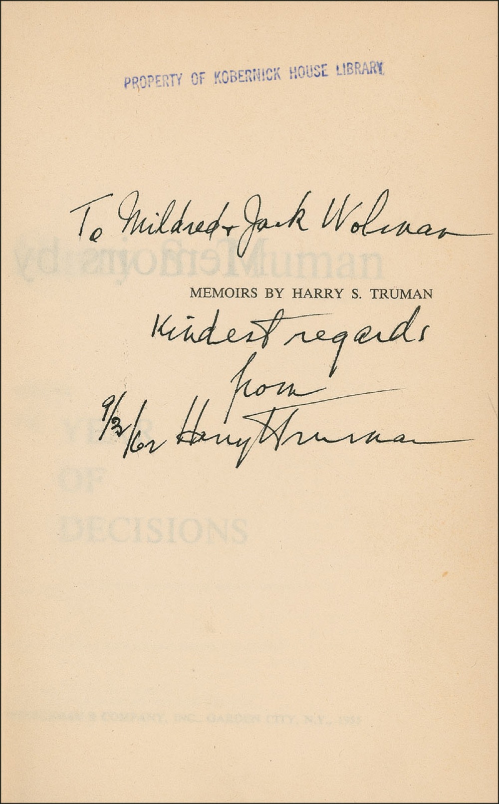 Lot #187 Harry S. Truman