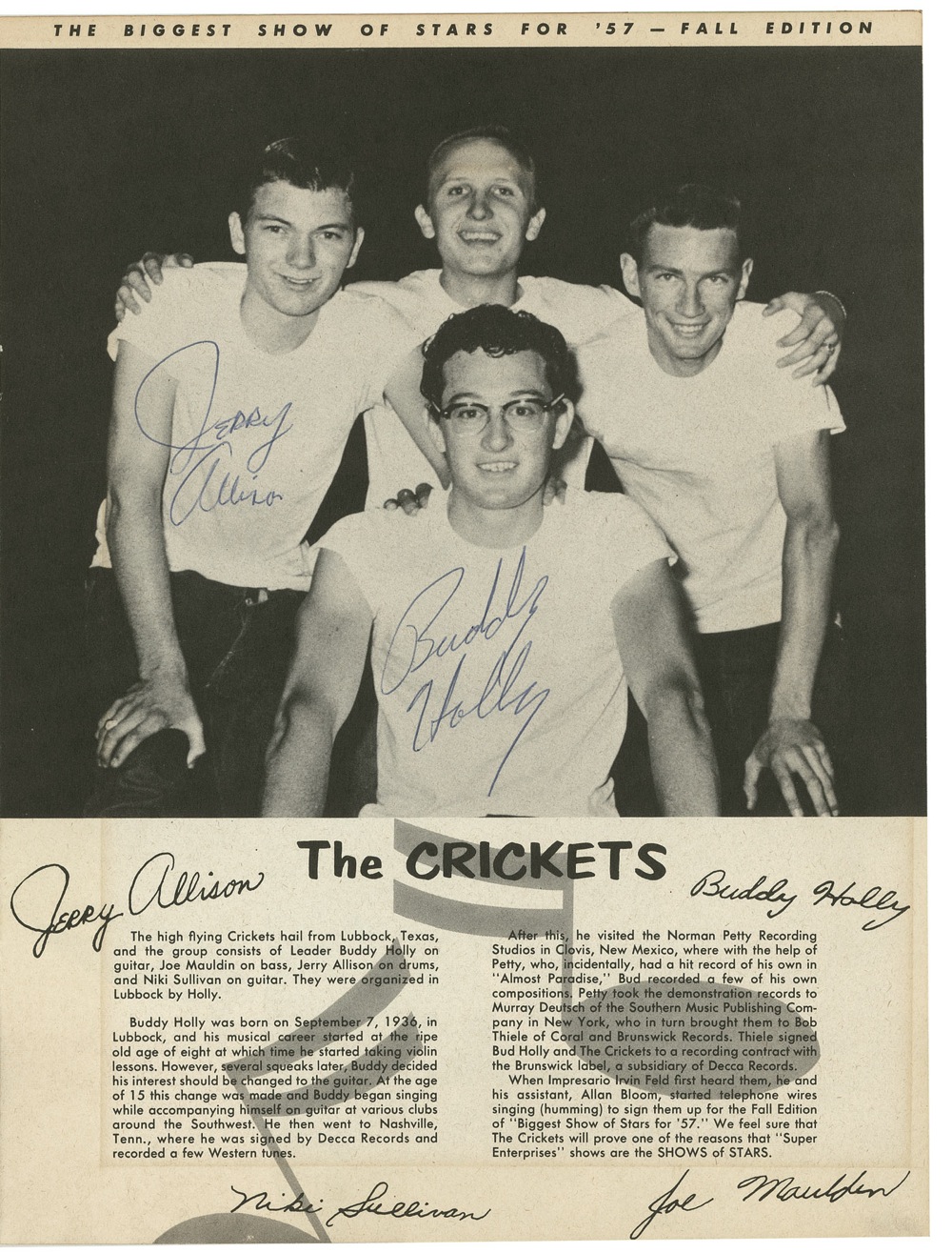 Lot #784 Buddy Holly and the Crickets