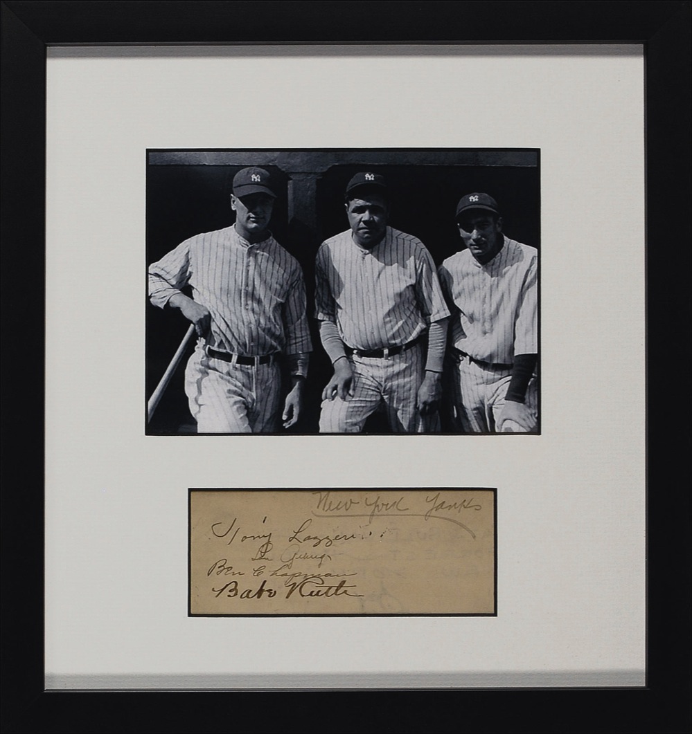 Lot #1333 Babe Ruth, Lou Gehrig, Tony Lazzeri, and