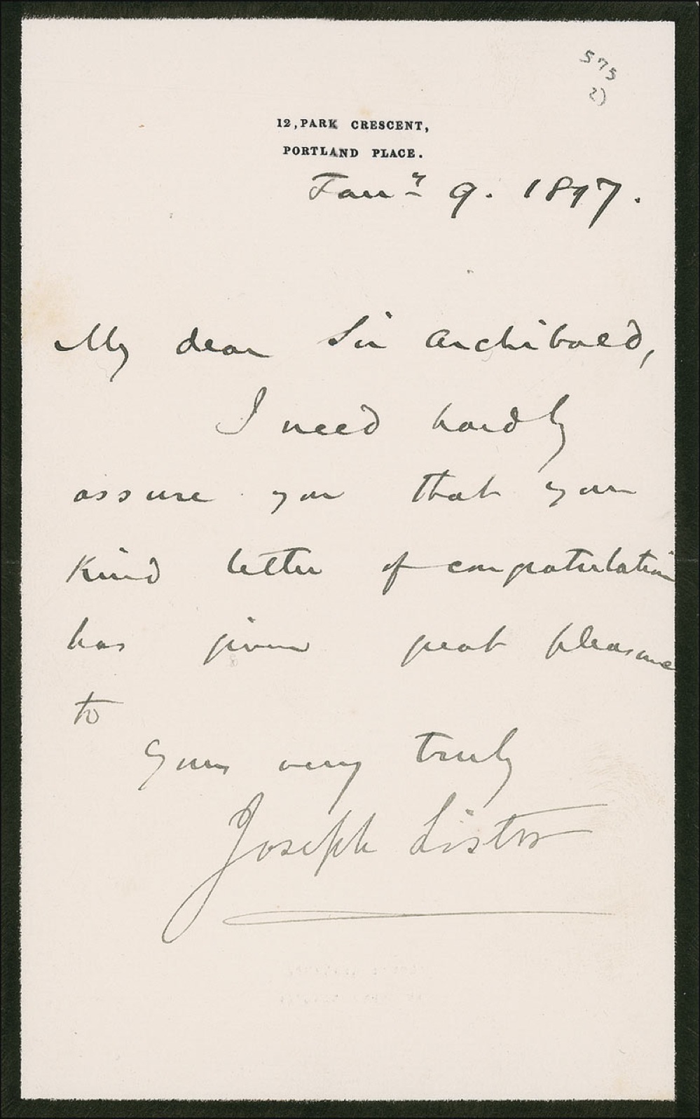 Lot #331 Joseph Lister