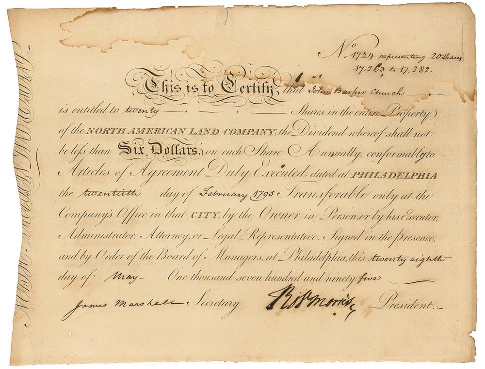 Lot #253 Declaration of Independence: Robert Morris