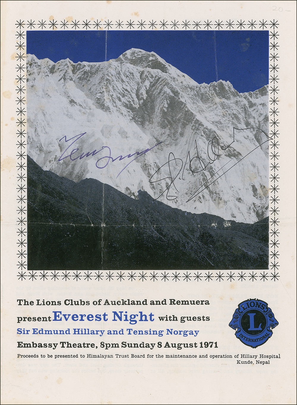 Lot #253 Edmund Hillary and Tensing Norgay