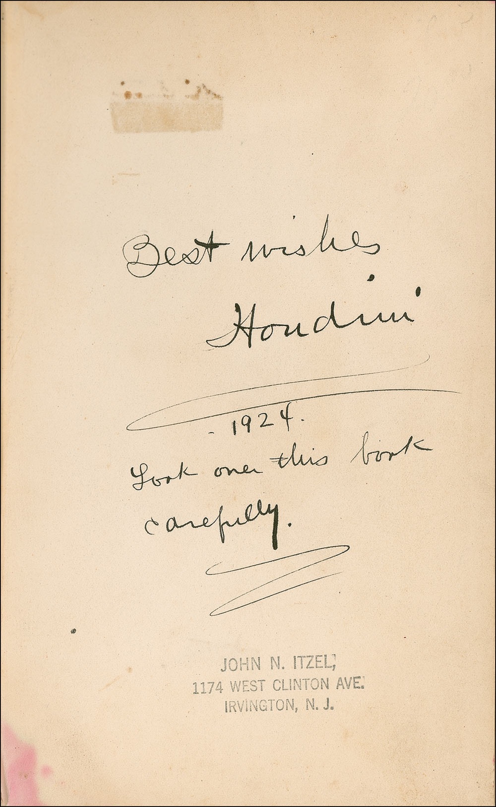 Lot #1001 Harry Houdini