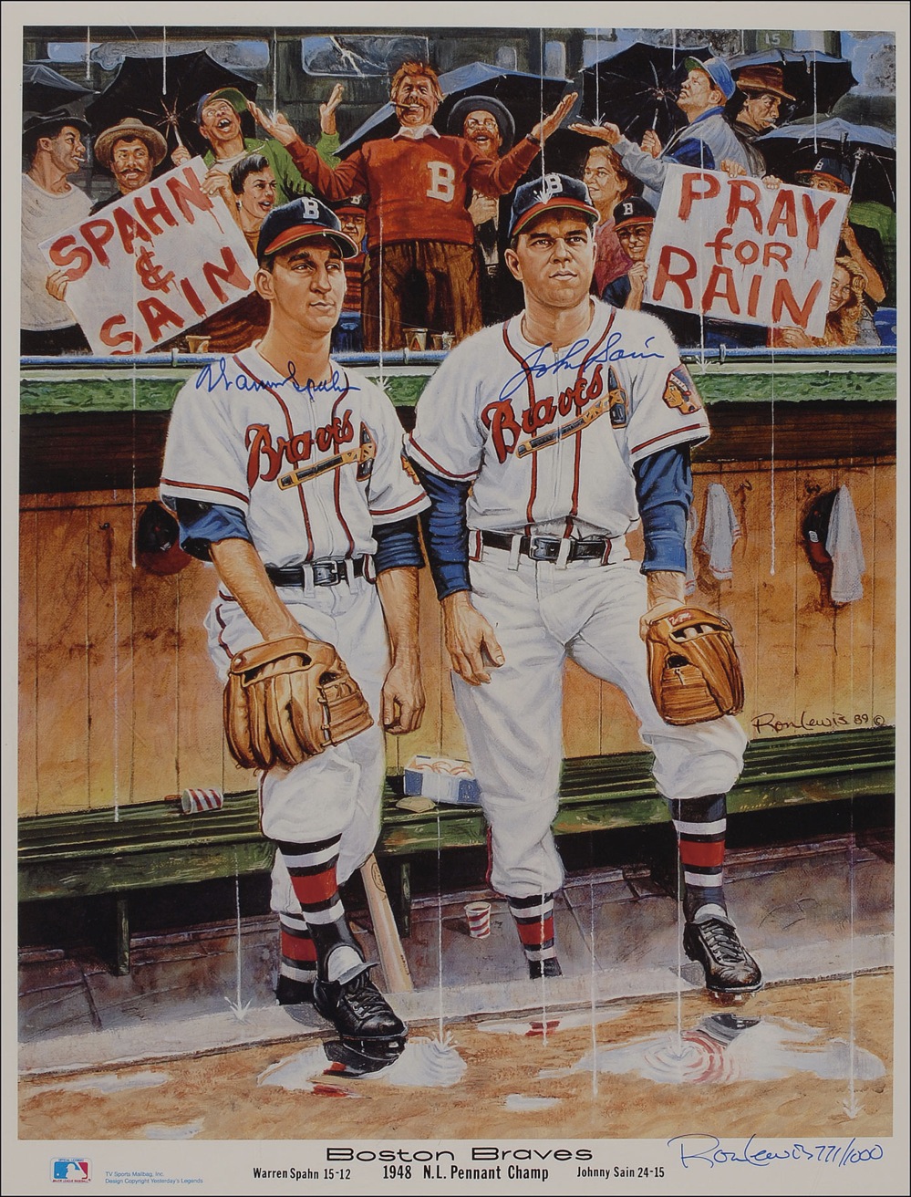  Autograph Warehouse 259614 Warren Spahn & Johnny Sain