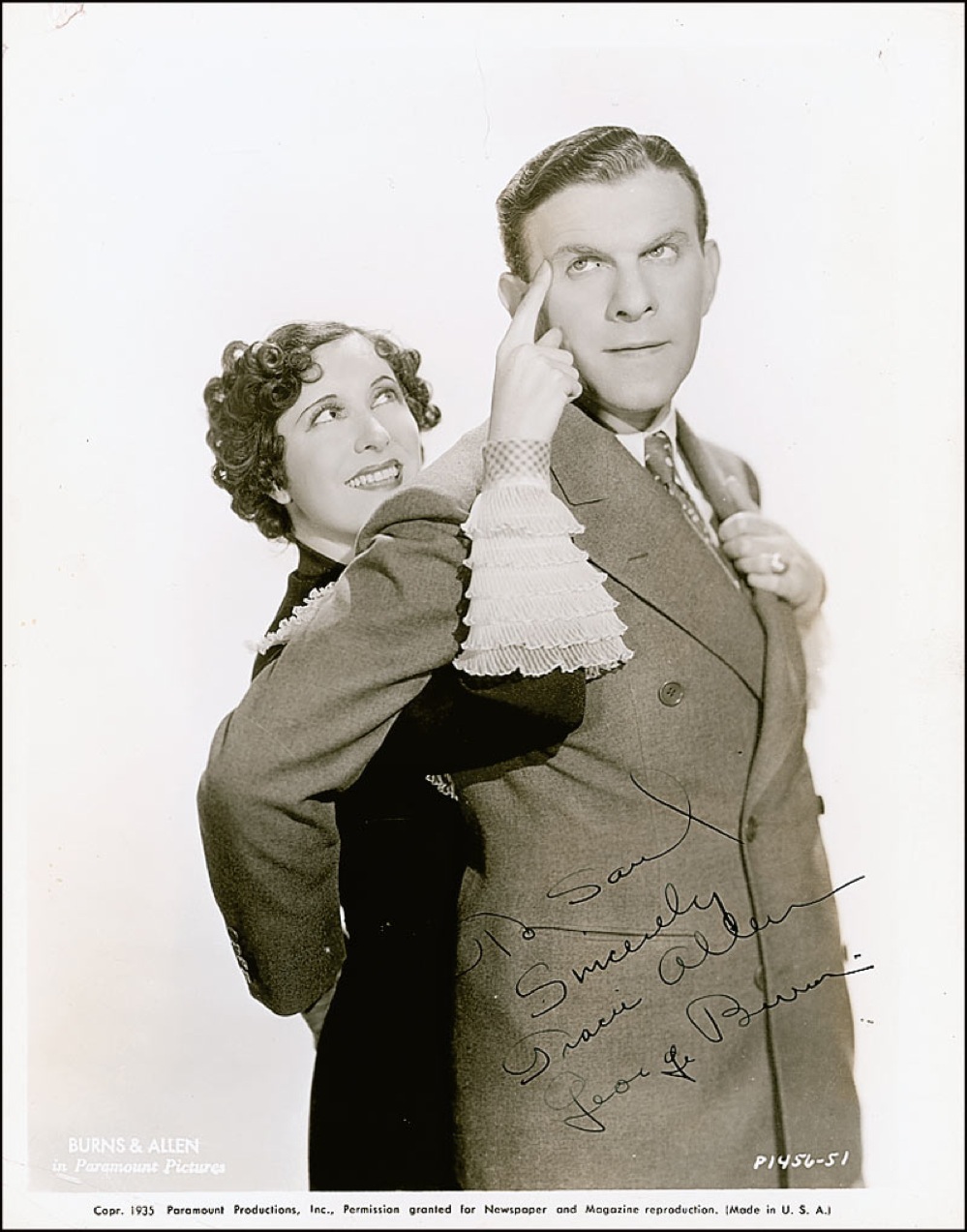 Lot #1024 George Burns and Gracie Allen