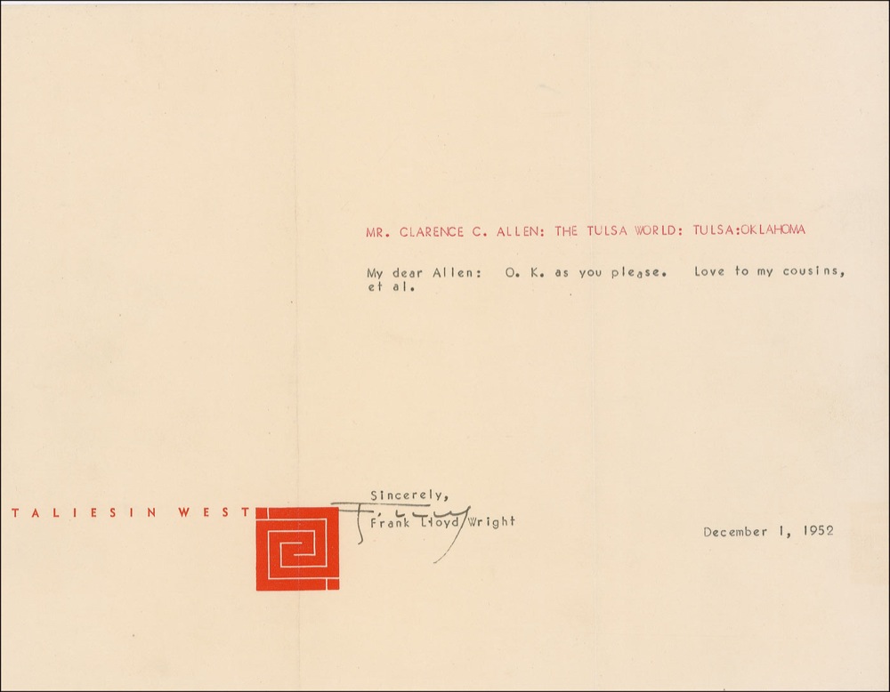 Lot #731 Frank Lloyd Wright