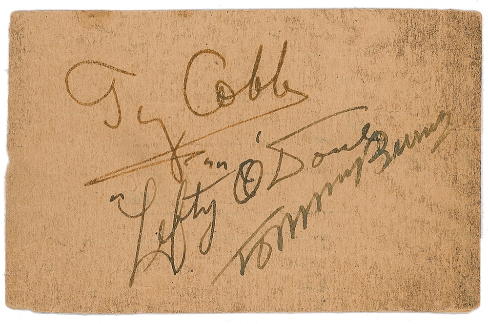 Lot #1205 Ty Cobb, Tommy Burns, and Lefty O’Doul