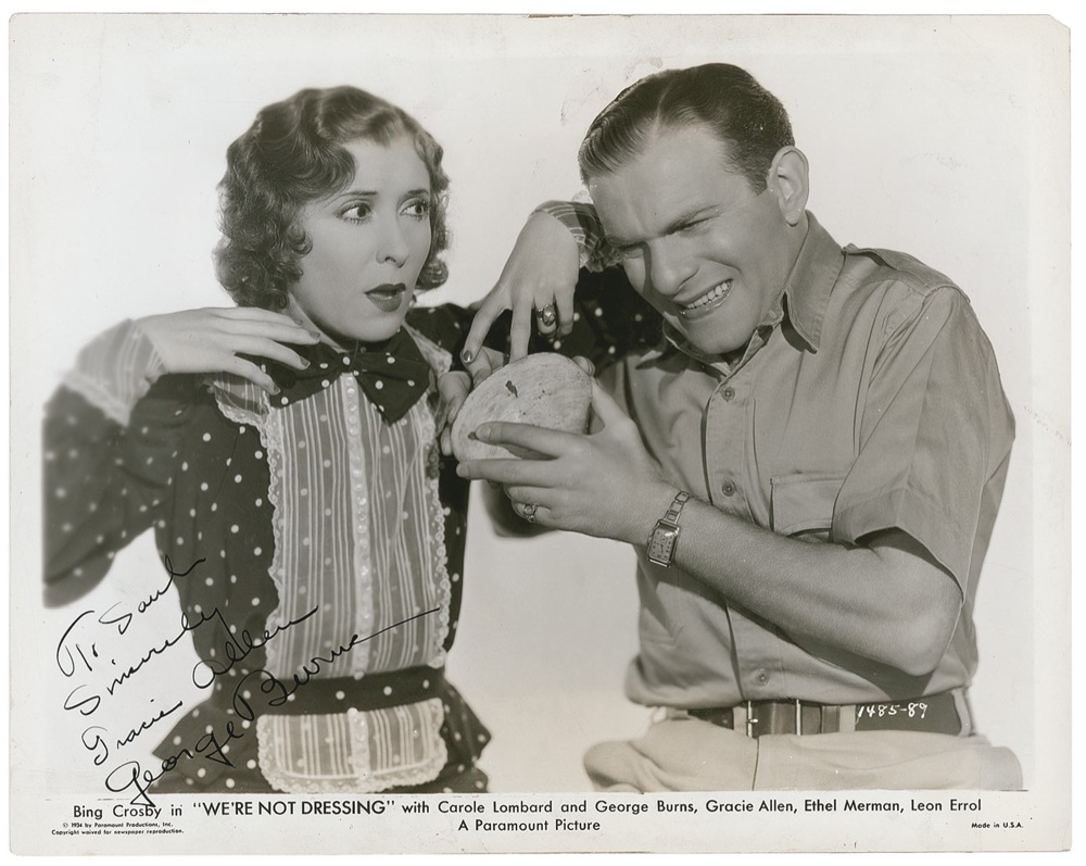 Lot #857 George Burns and Gracie Allen