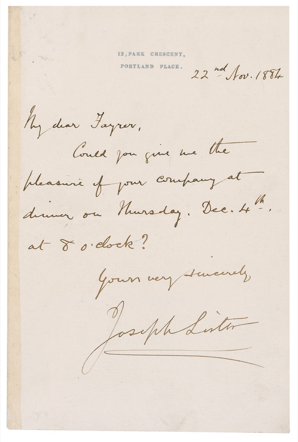 Lot #233 Joseph Lister