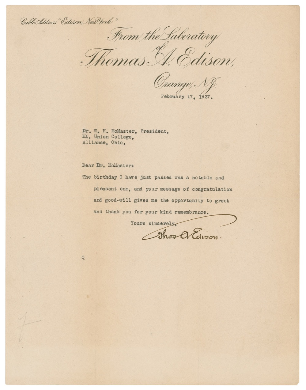 Lot #247 Thomas Edison