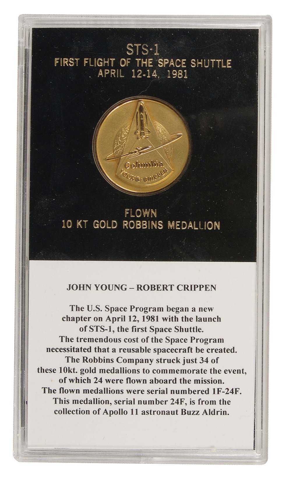 Lot #775 Columbia STS-1 Robbins Medal