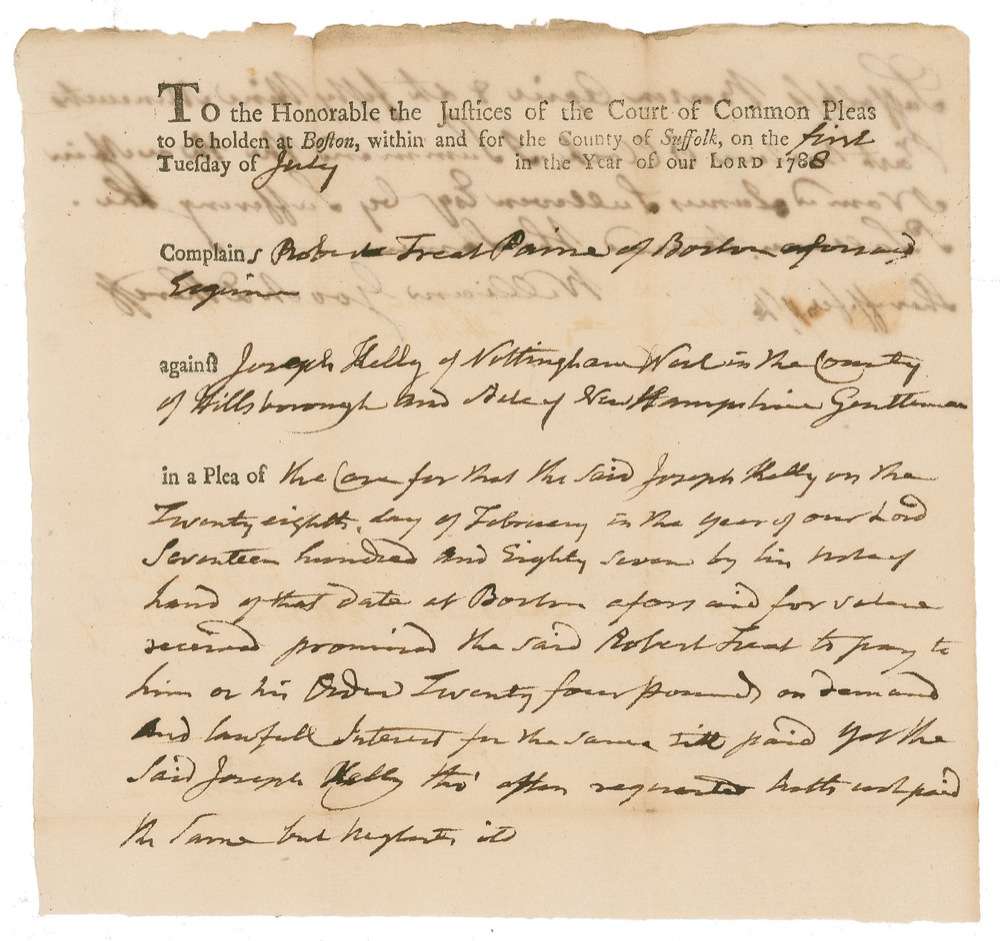 Lot #229 Declaration of Independence: Robert Treat