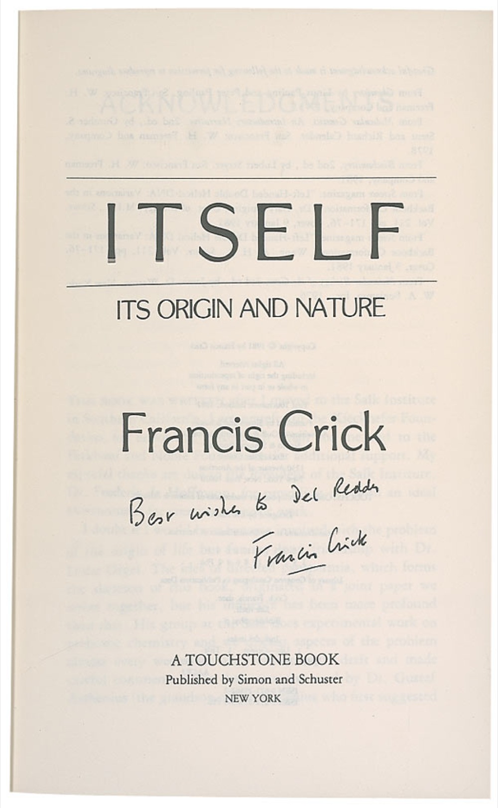 Lot #219 DNA: Francis Crick