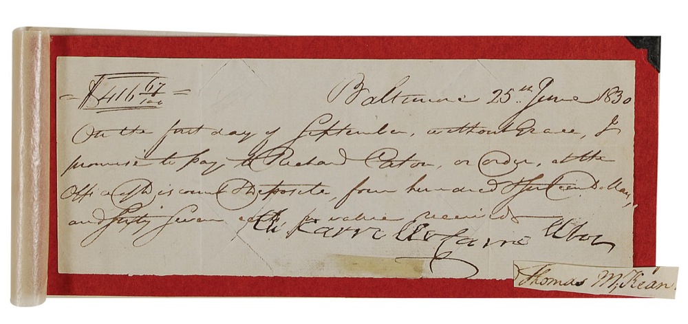 Lot #209 Declaration of Independence: McKean and
