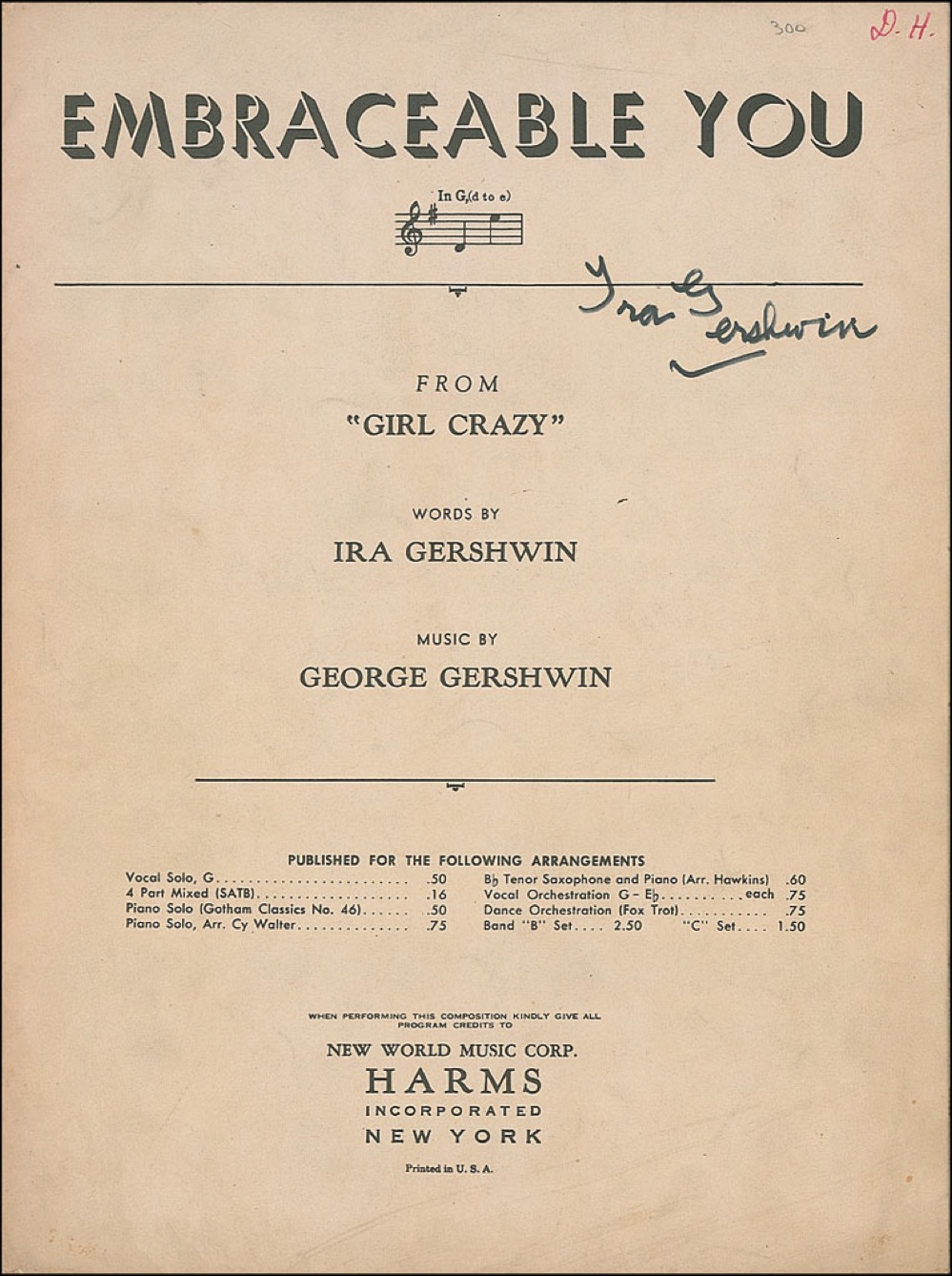 Lot #819 Ira Gershwin