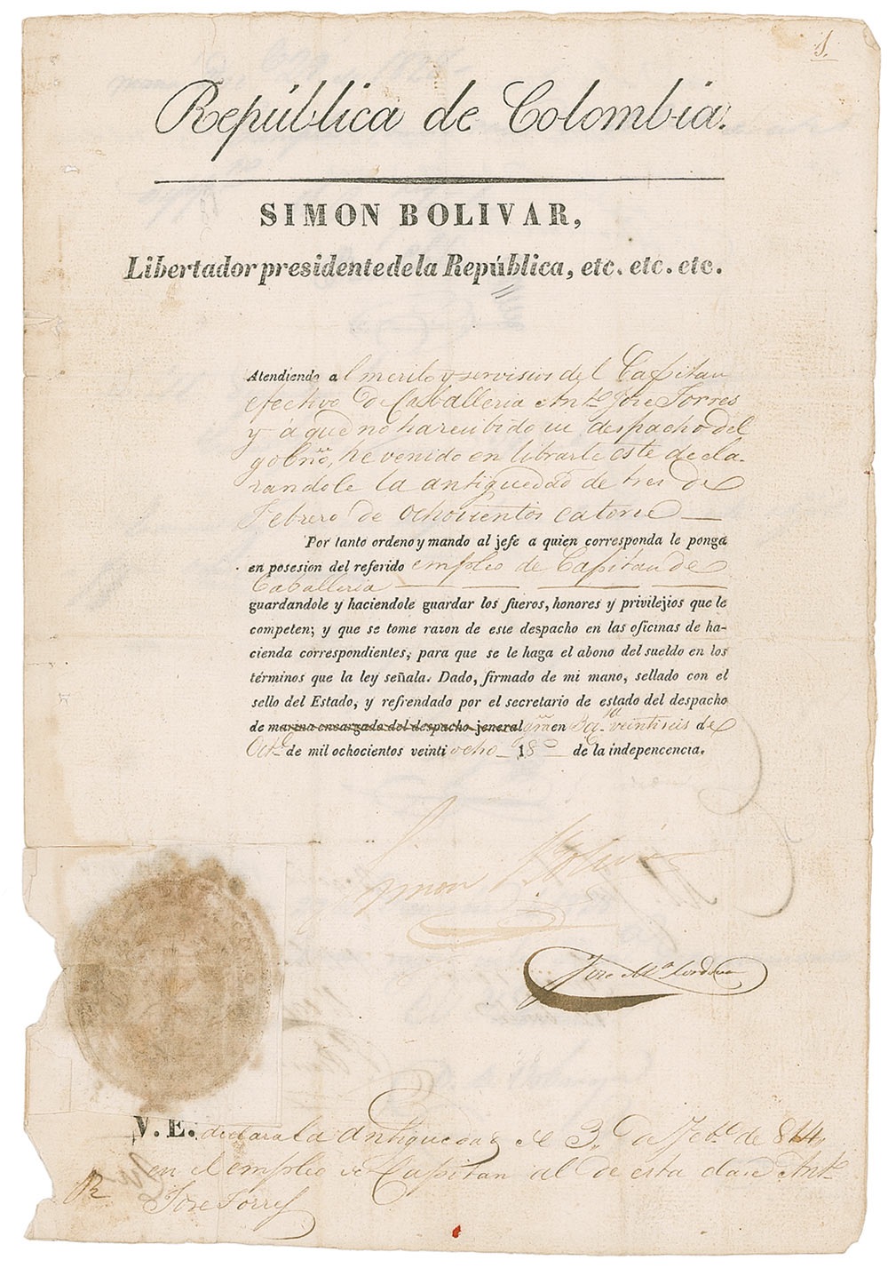 Lot #179 Simon Bolivar