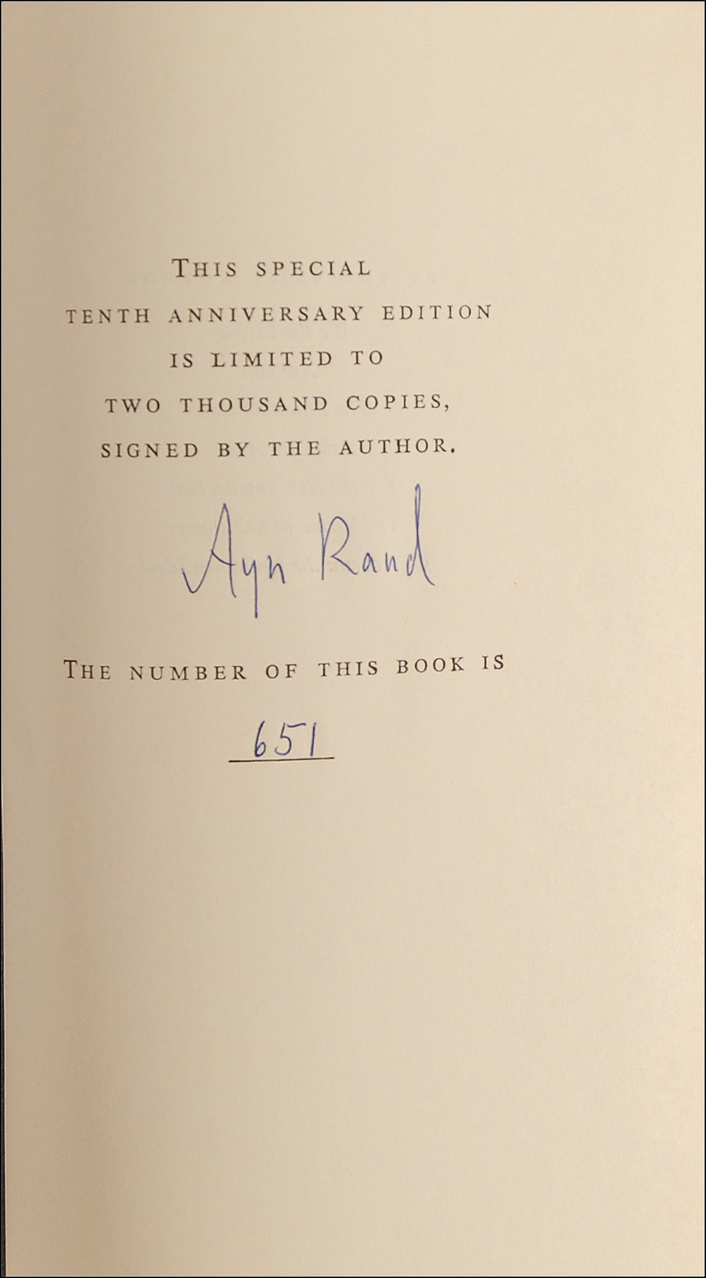 Lot #599 Ayn Rand