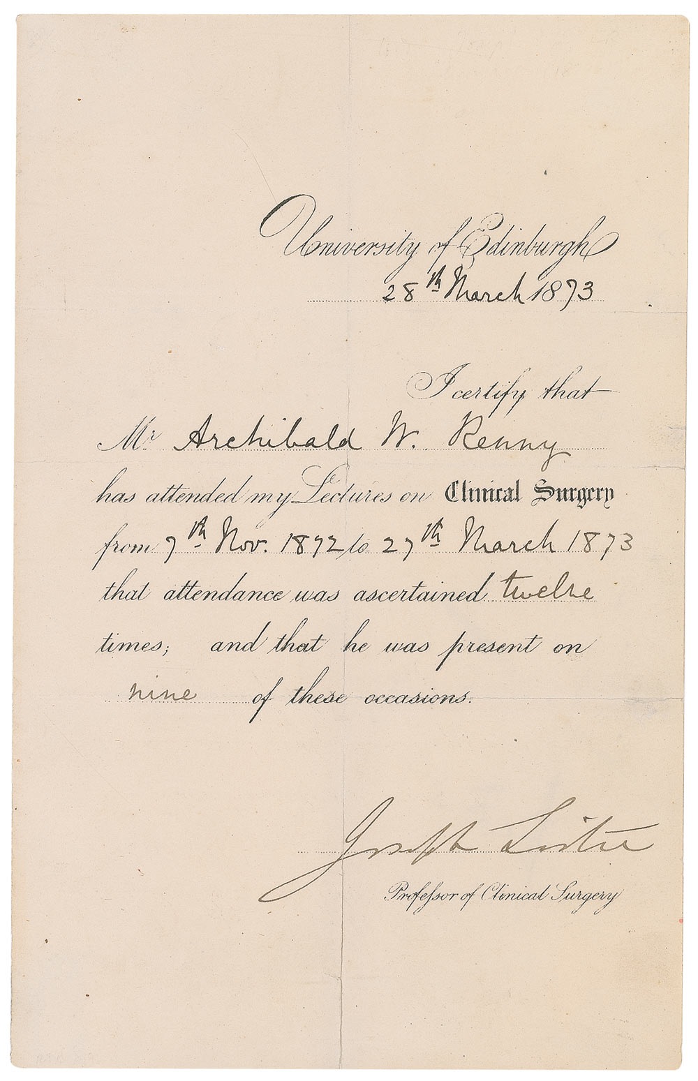 Lot #259 Joseph Lister