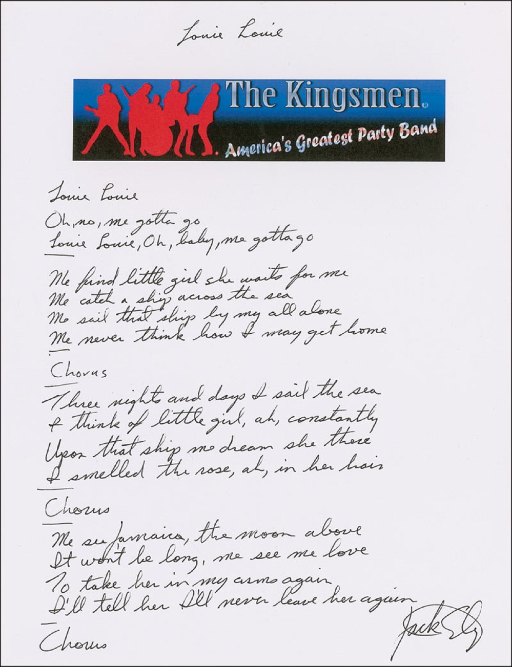 Lot #972 The Kingsmen: Jack Ely