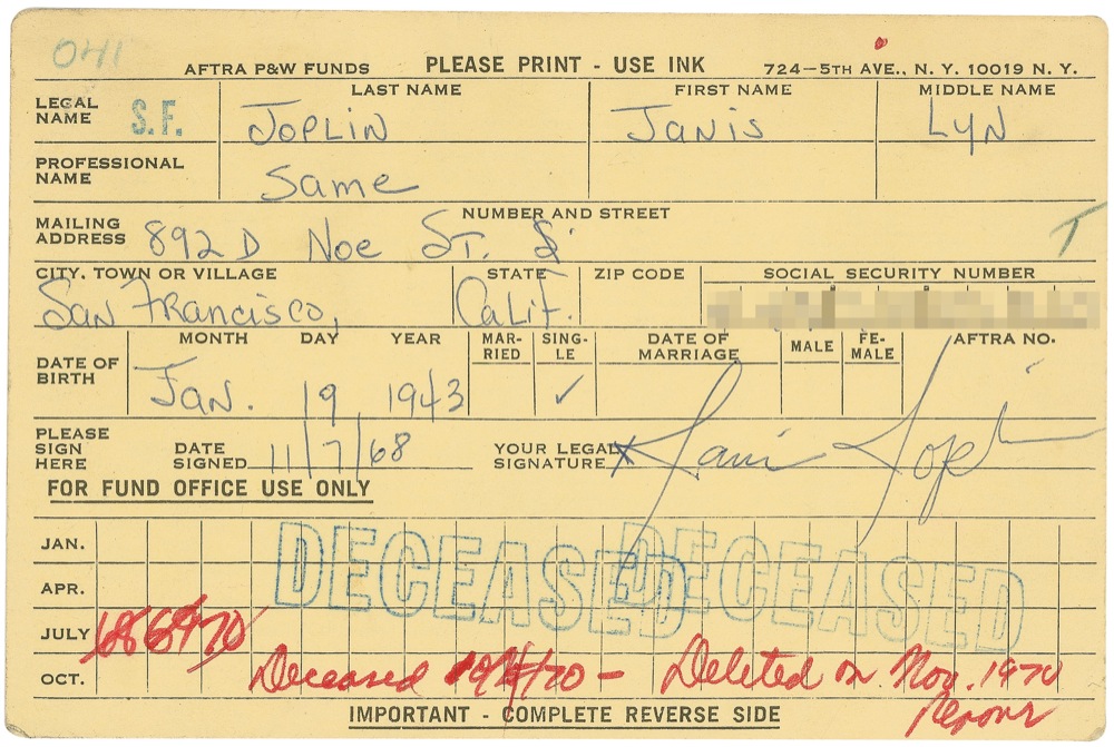 Lot #544 Janis Joplin
