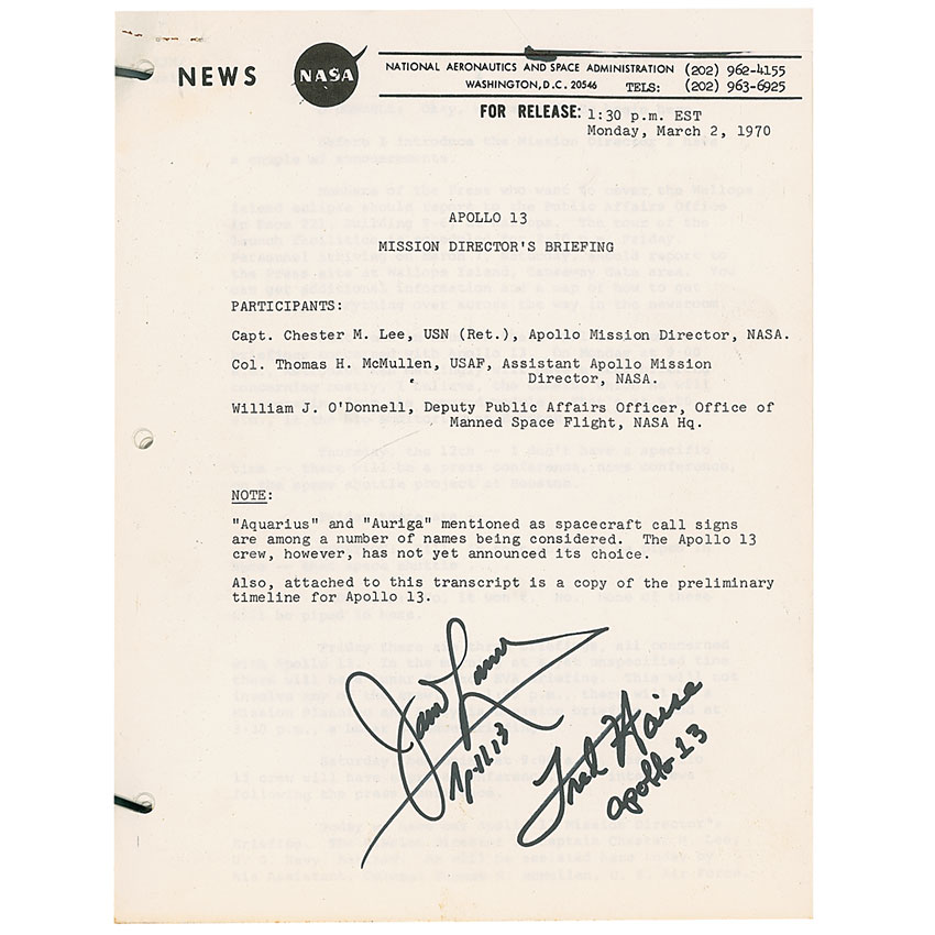 Lot #396 James Lovell and Fred Haise
