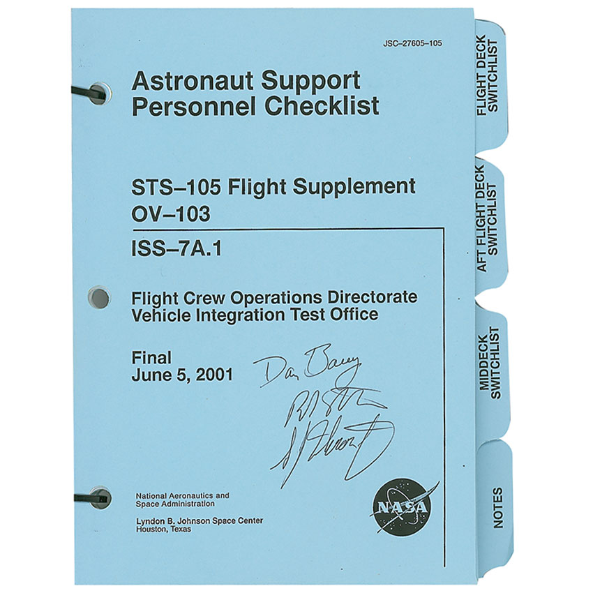 Lot #593 STS-105 Astronaut Checklist