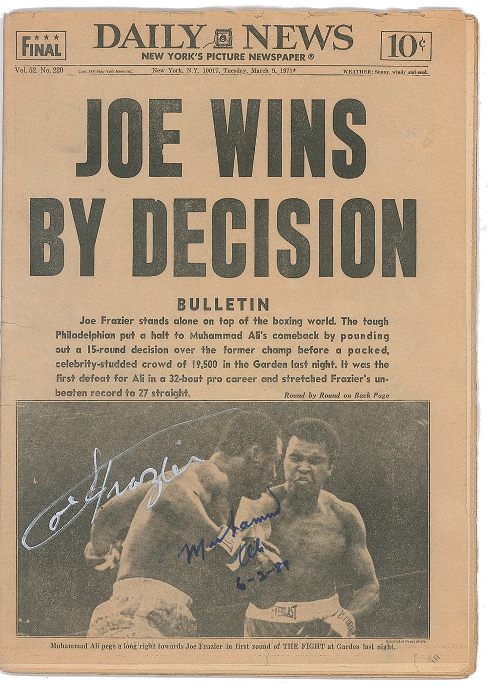 Lot #1325 Muhammad Ali and Joe Frazier
